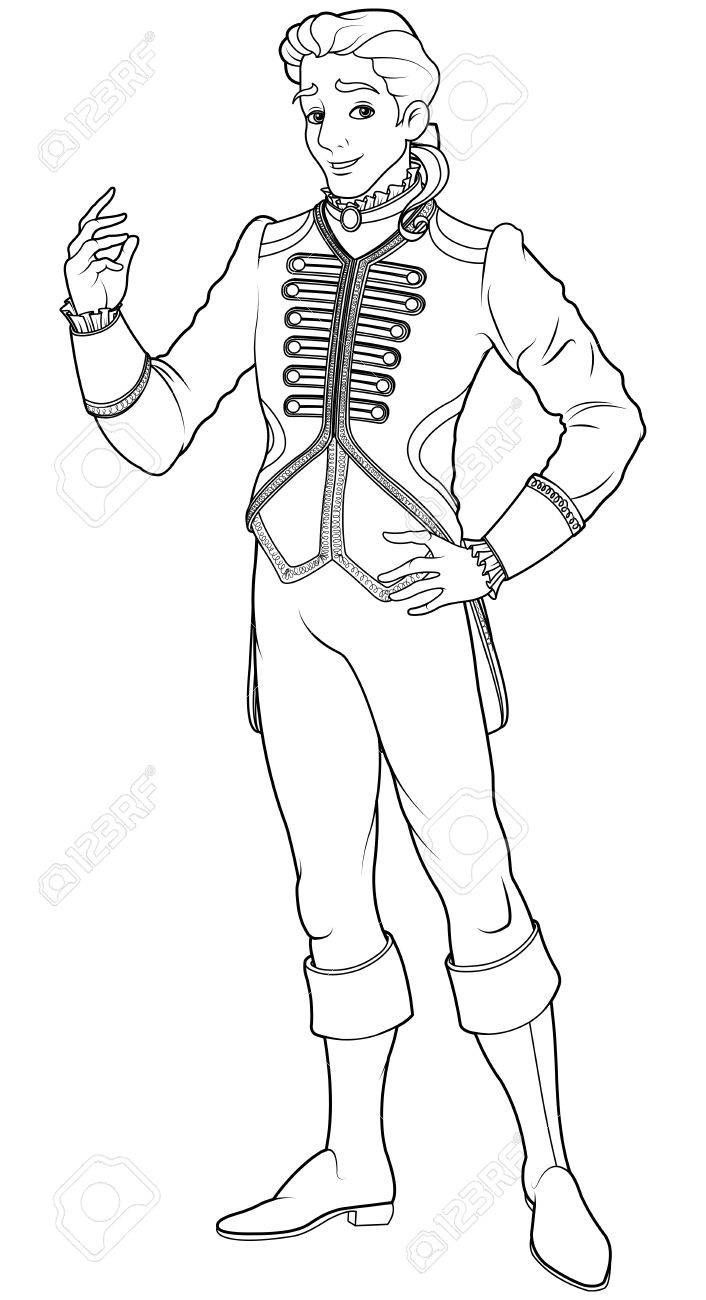 Prince charming coloring page royalty free svg cliparts vectors and stock illustration image