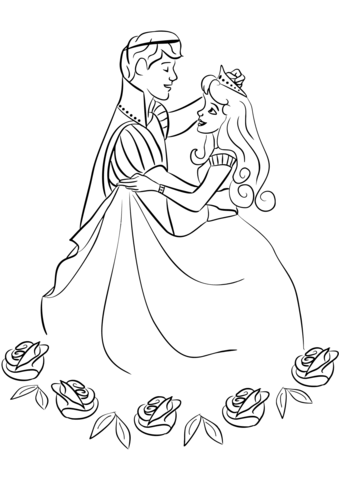 Prince and princess dancing coloring page free printable coloring pages