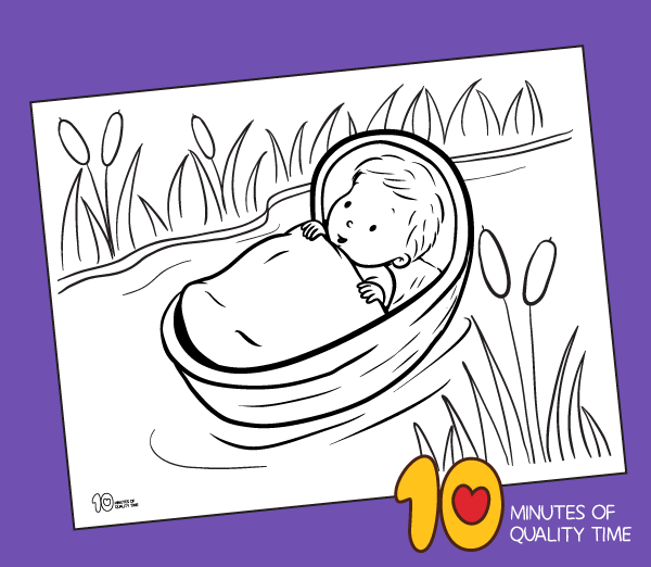 Baby moses in the basket coloring page â minutes of quality time