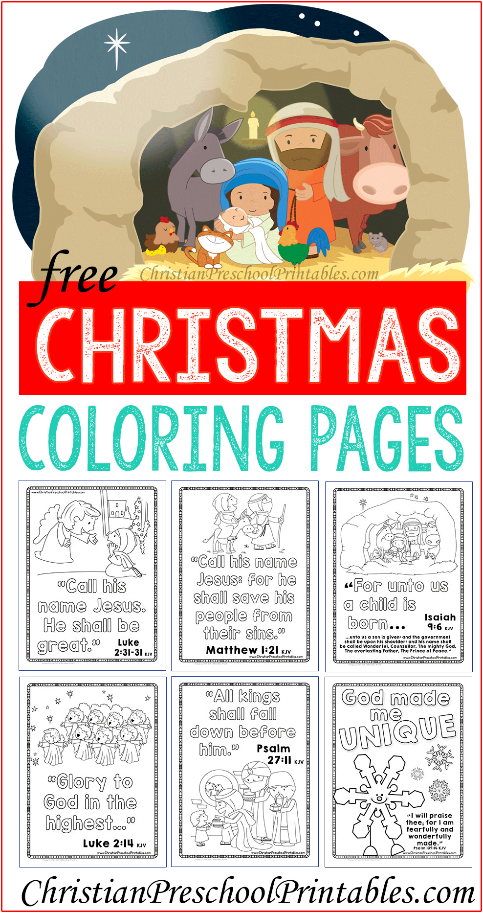 Christmas bible coloring pages