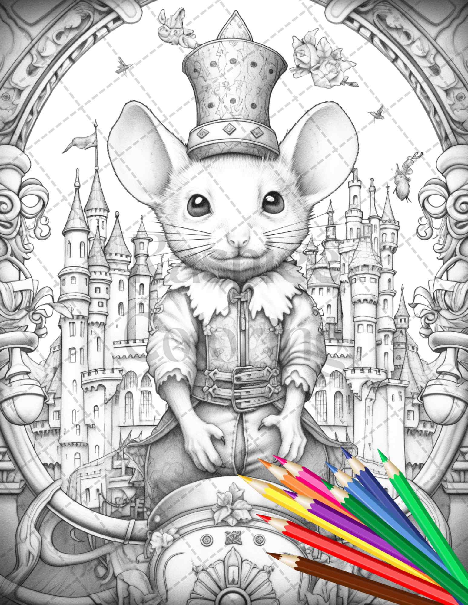 Little mouse prince grayscale coloring pages printable for adults â coloring
