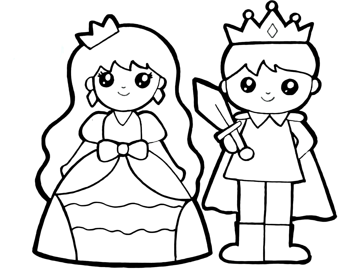 Coloring pages prince and princess print free