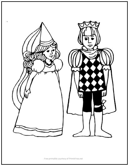 Prince and princess coloring page print it free