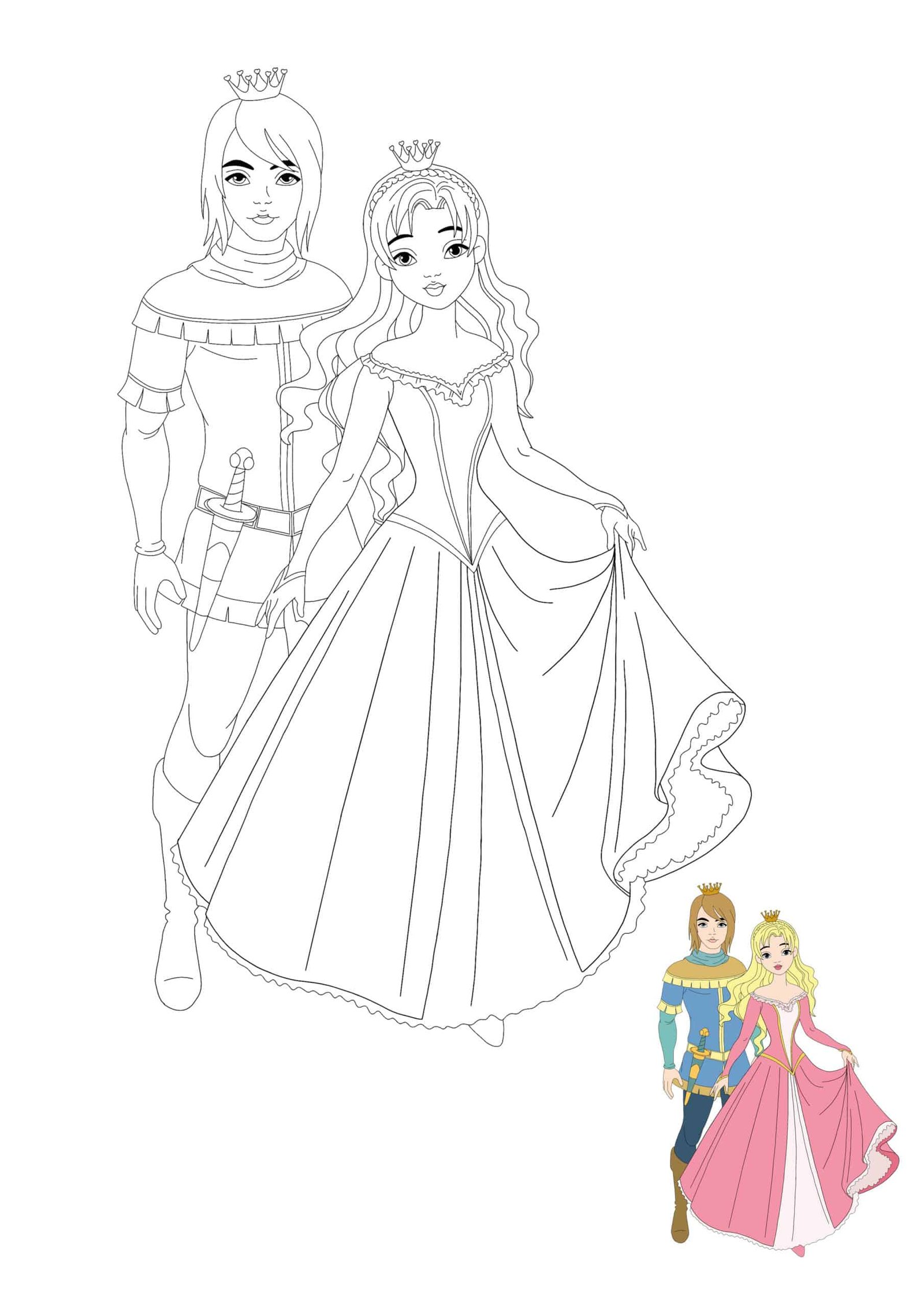 Prince and princess coloring pages