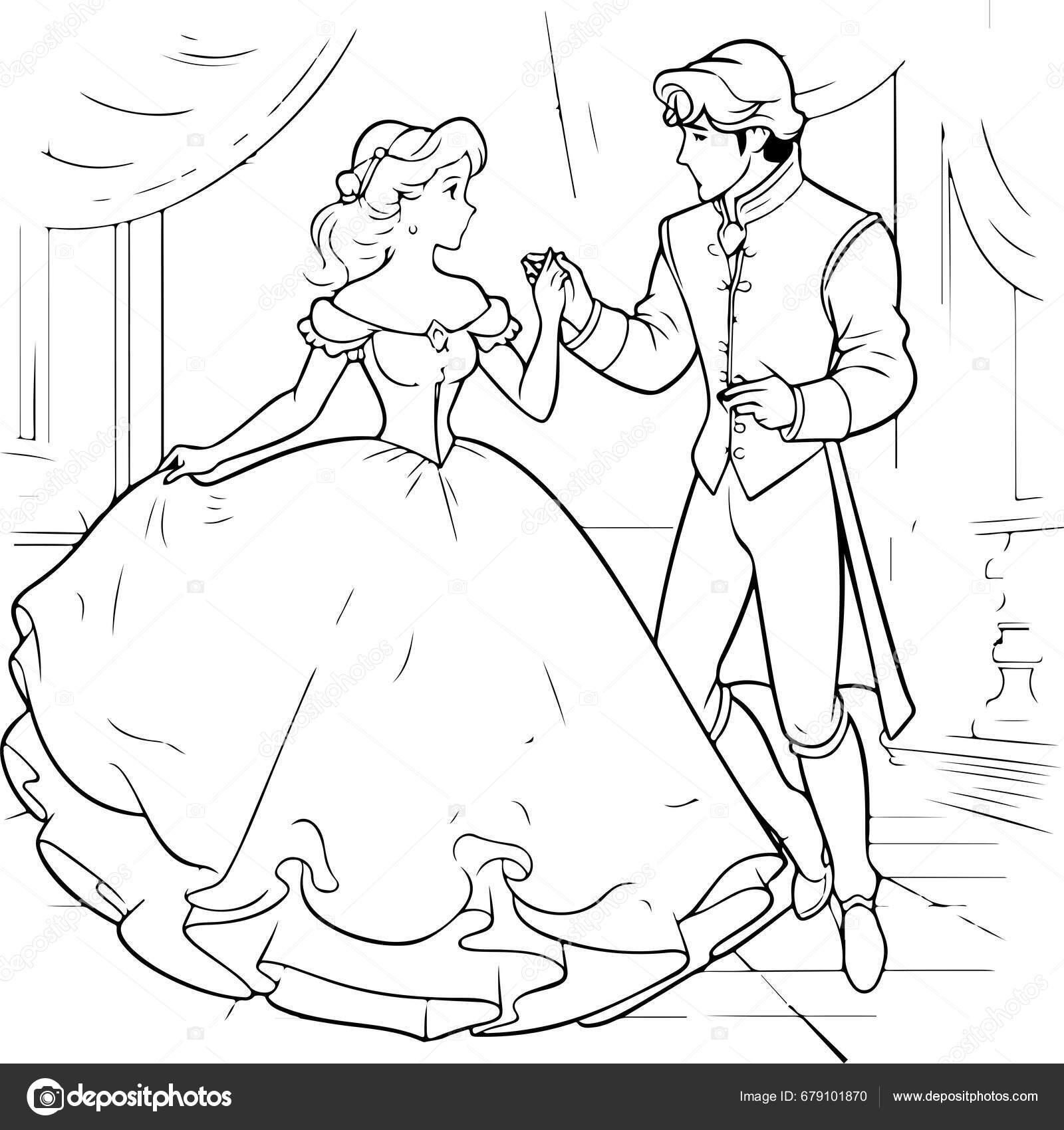 Princess coloring book princess prince illustration stock vector by veronikam
