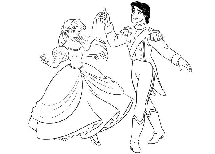 Online coloring pages coloring page the prince and princess dance princess download print coloring page