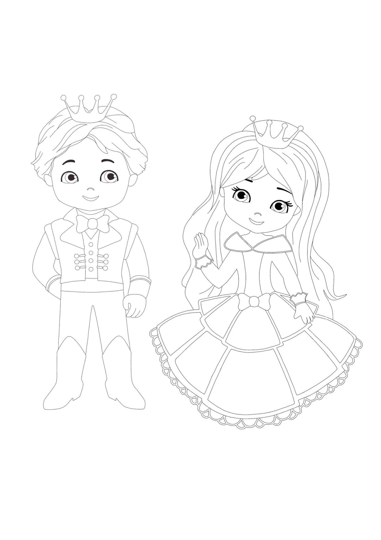 Cute prince and princess coloring pages