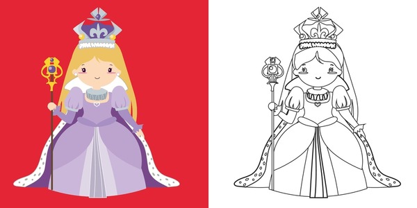Hundred colouring page prince princess royalty