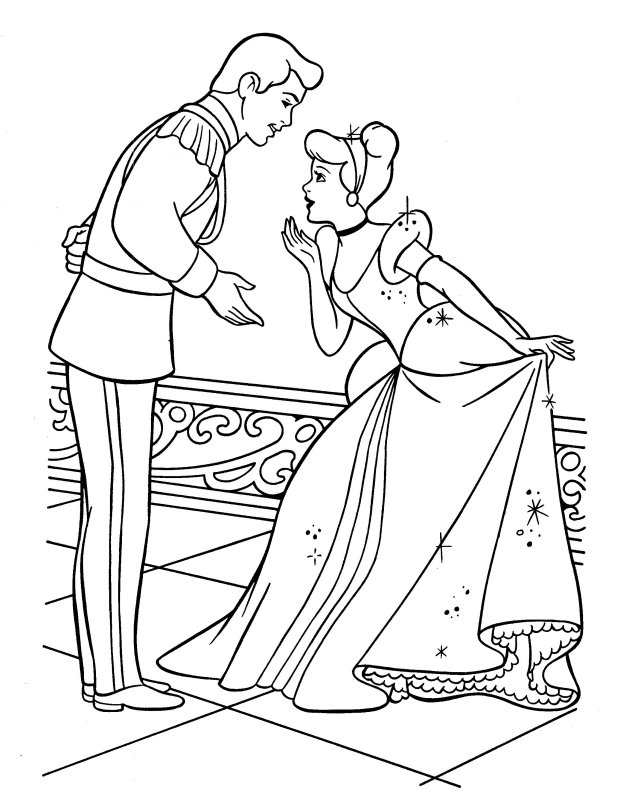 Princess coloring pages cinderella and prince coloring page