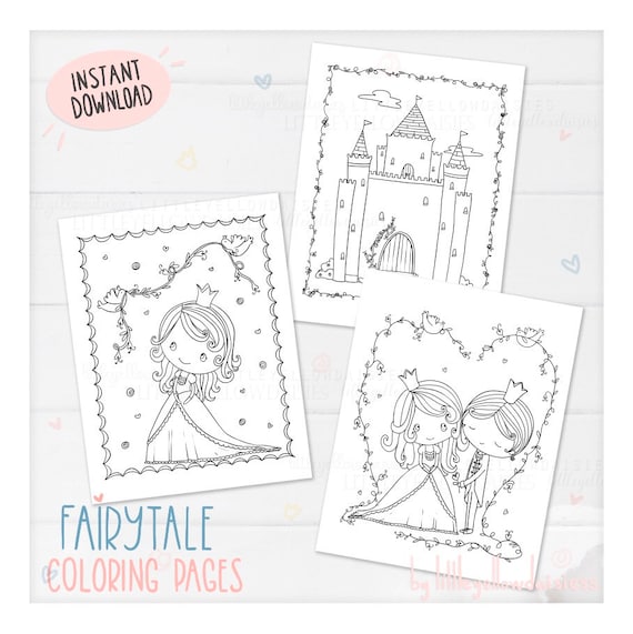Princess coloring pages fairytale coloring book party activities for kids school whimsical girls crafts prince castle fantasy pdf
