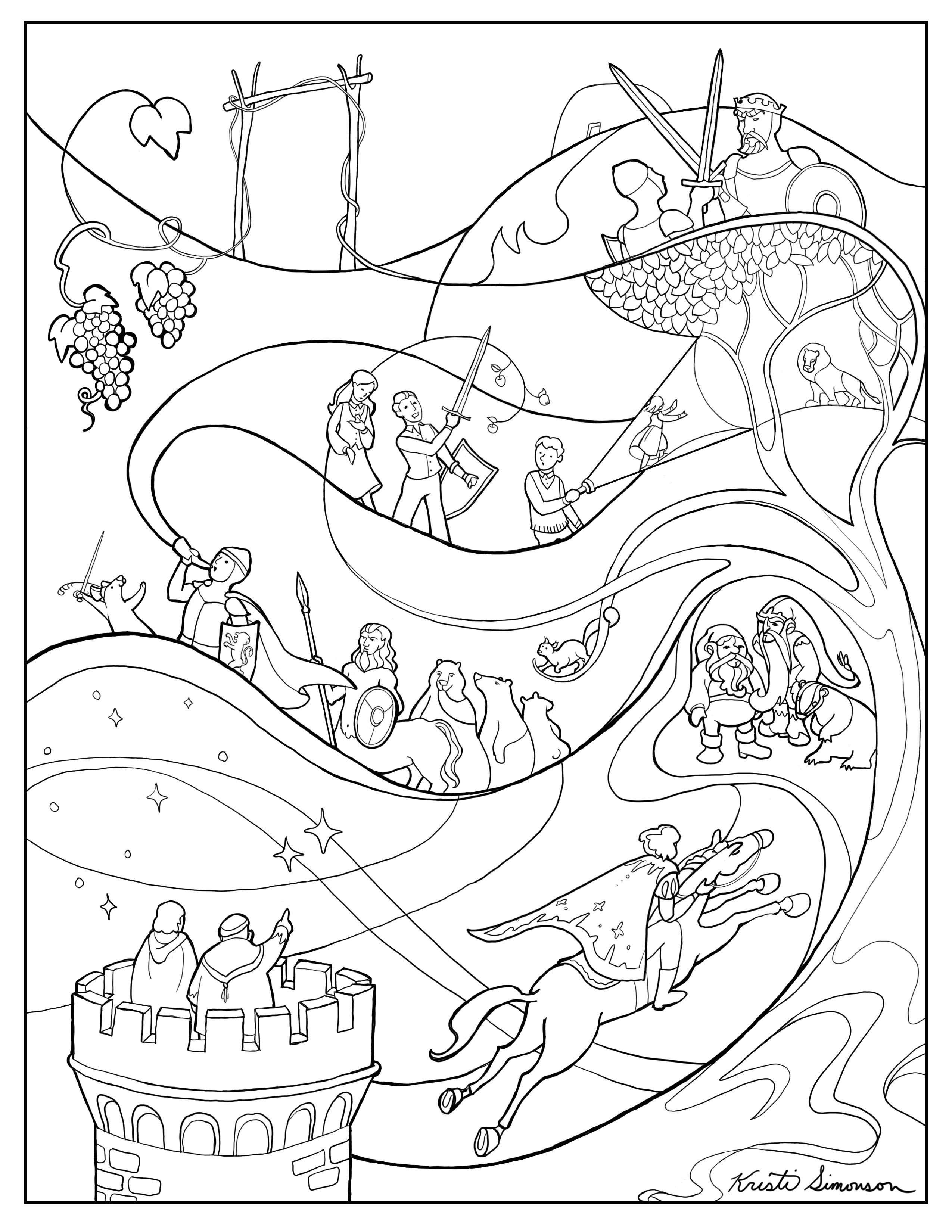 Prince caspian coloring sheet the lions call
