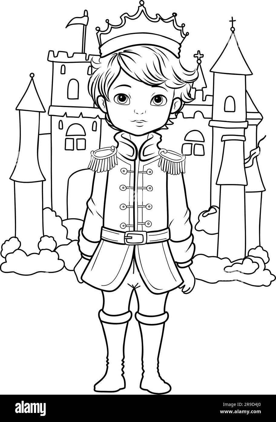 Prince coloring page coloring page prince in a crown and royal clothes stock vector image art