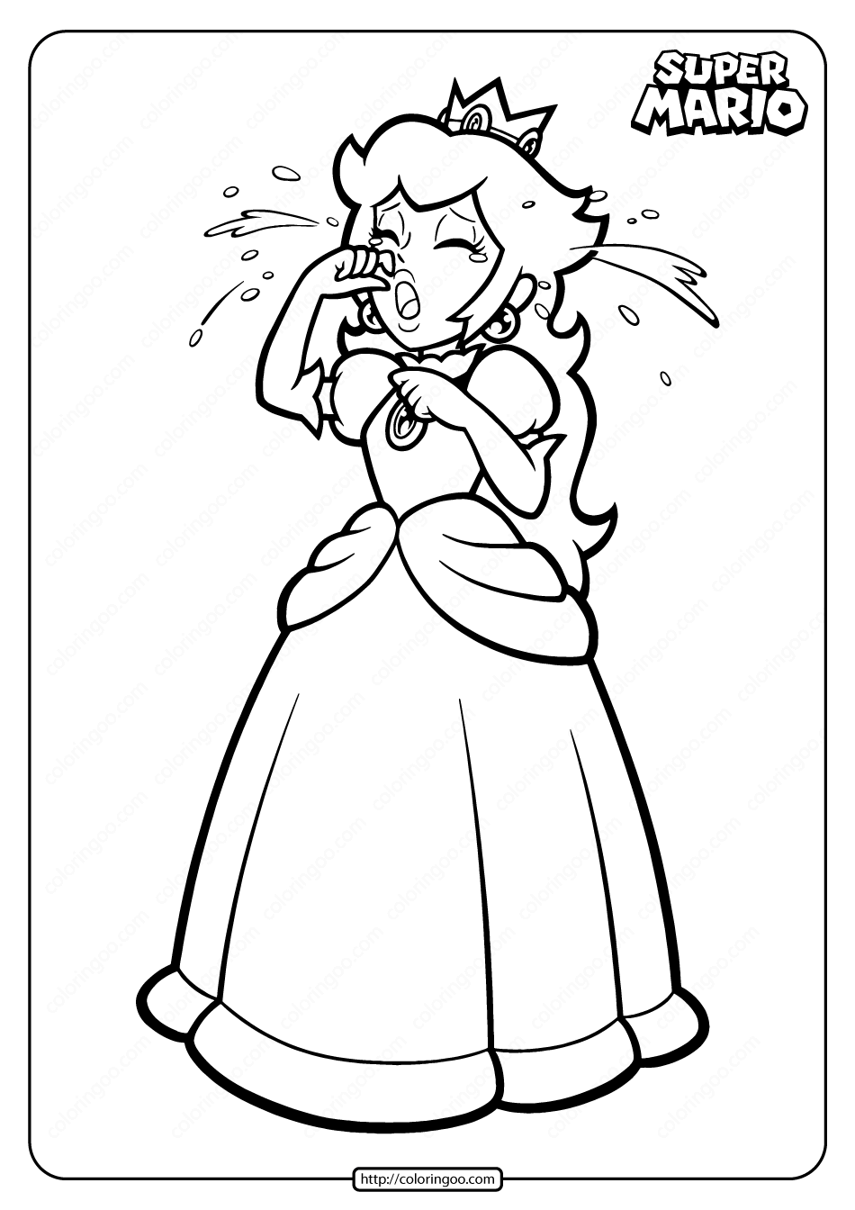 Printable super princess peach crying coloring page super mario coloring pages coloring pages mario coloring pages