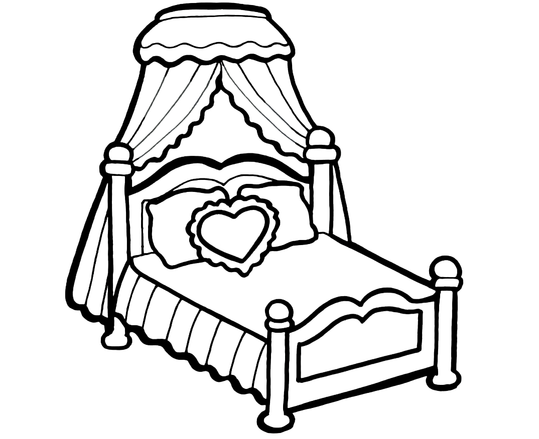 Para colorir cama da princesa imprimir grãtis