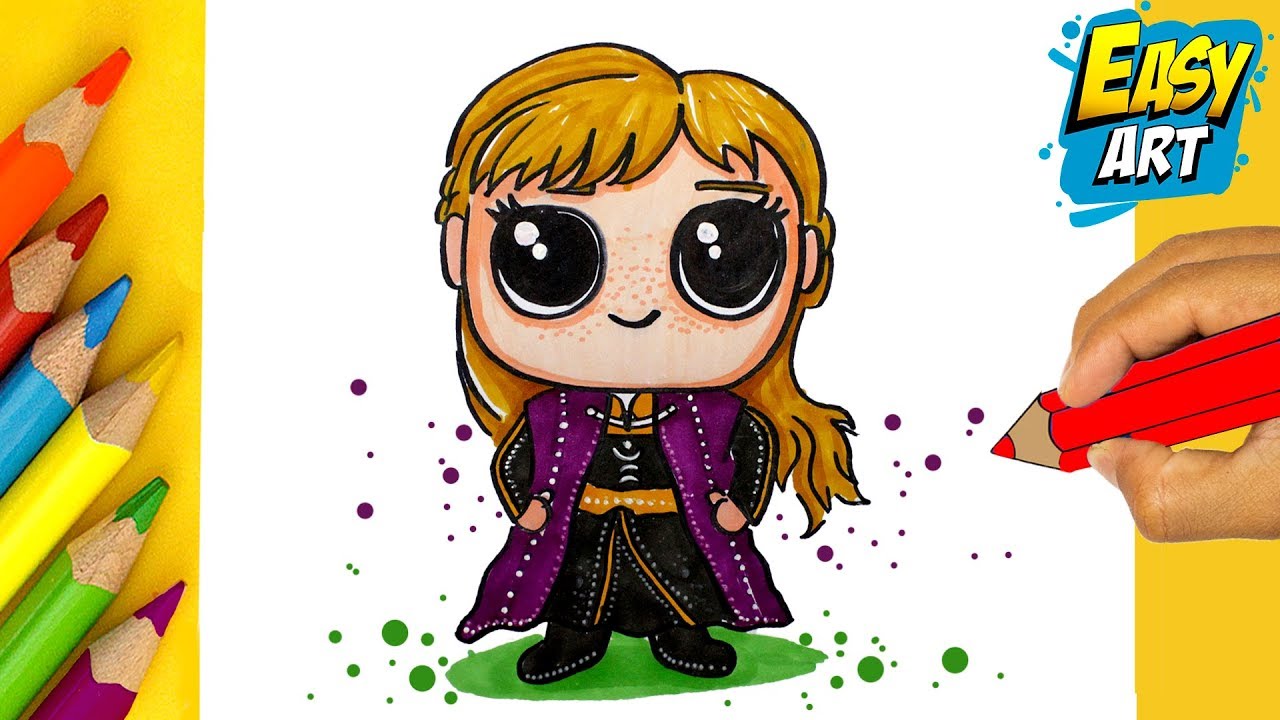 How to draw anna kawaii frozen