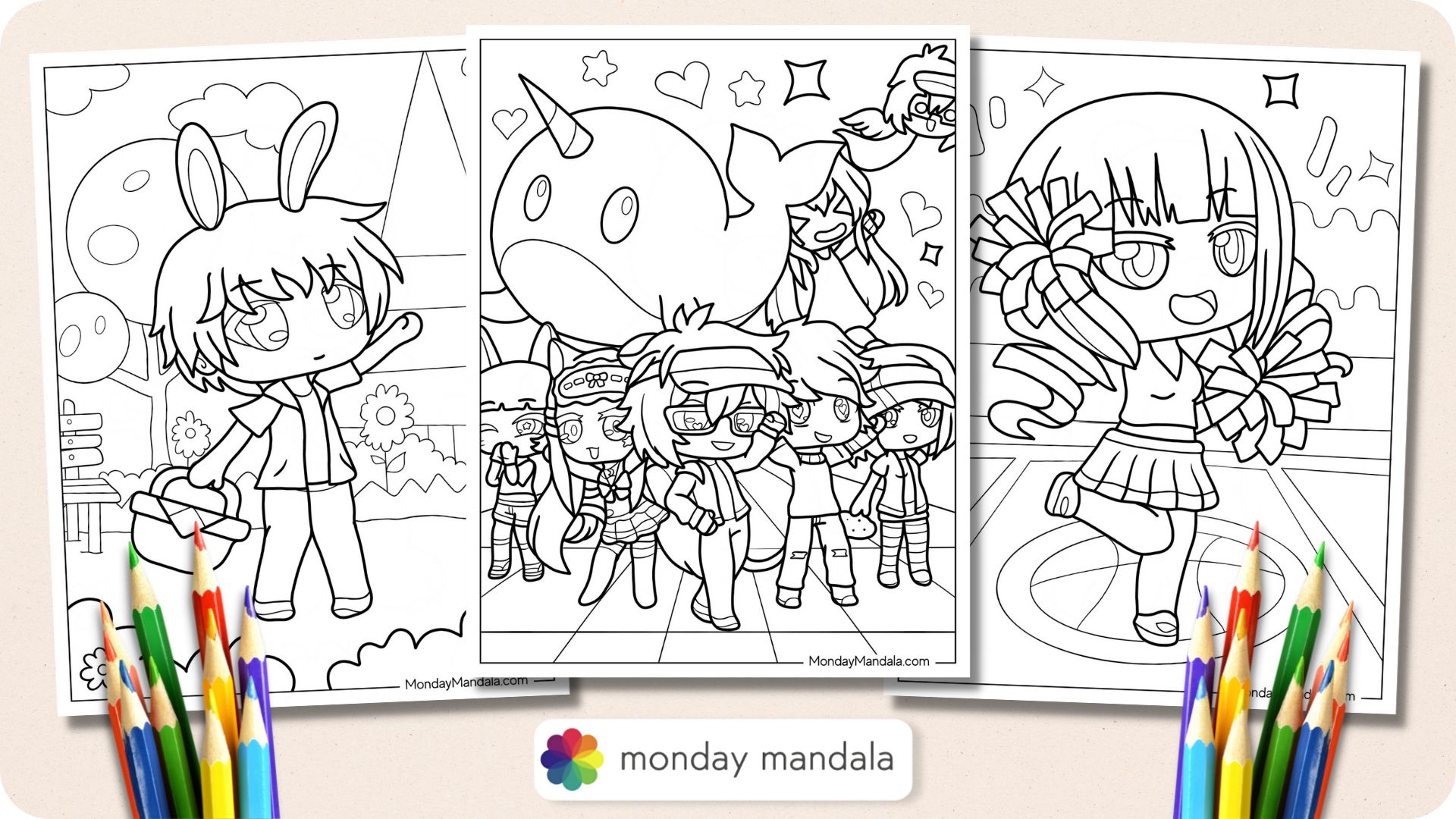 Gacha life coloring pages free pdf printables