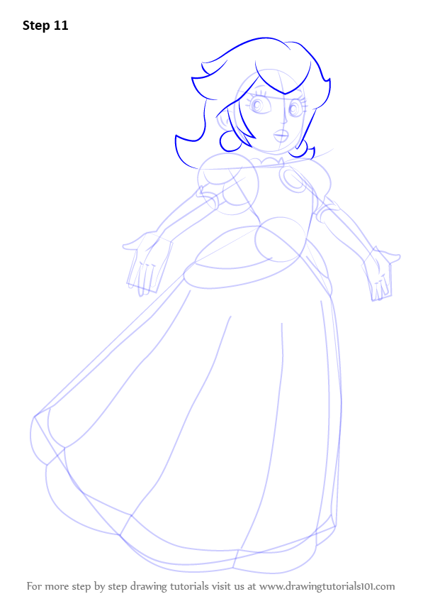 How to draw princess peach from super mario super mario step by step