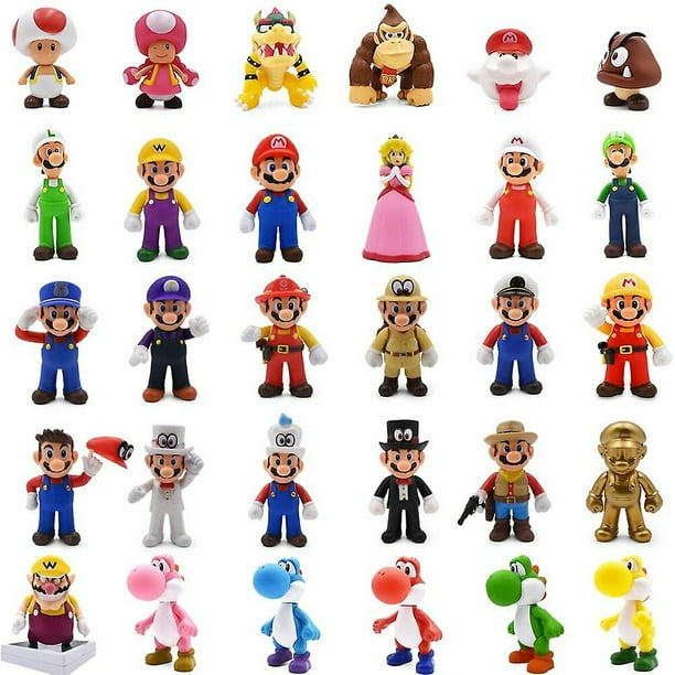 Super mario bros yoshi toad princess peach wario figure toy game doll