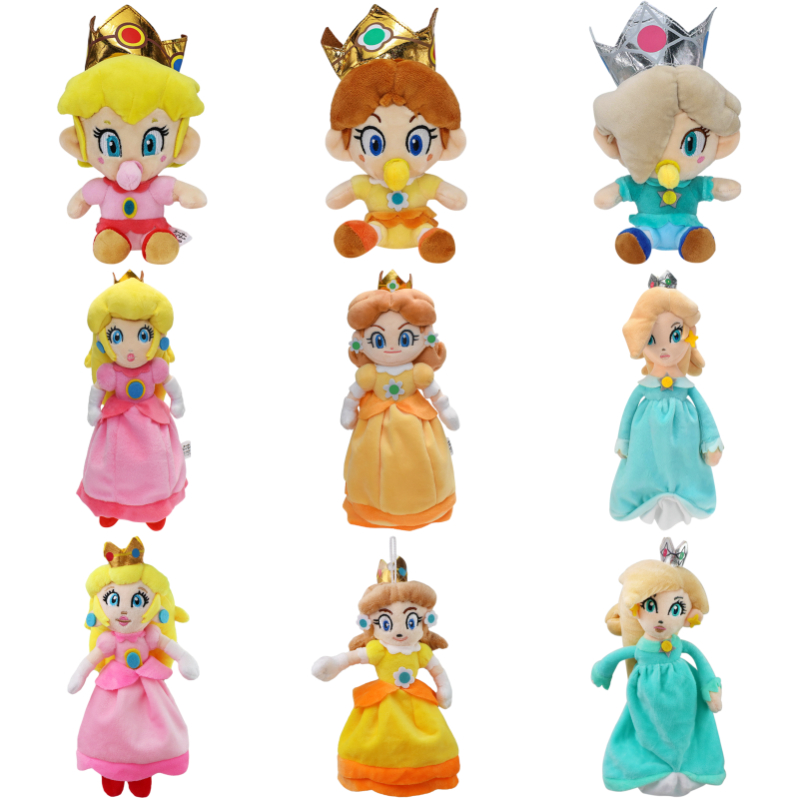Kawaii mario bro prince peach daiy roalina oft pluh toy cute goomba koopa troopa tuffed peluche doll