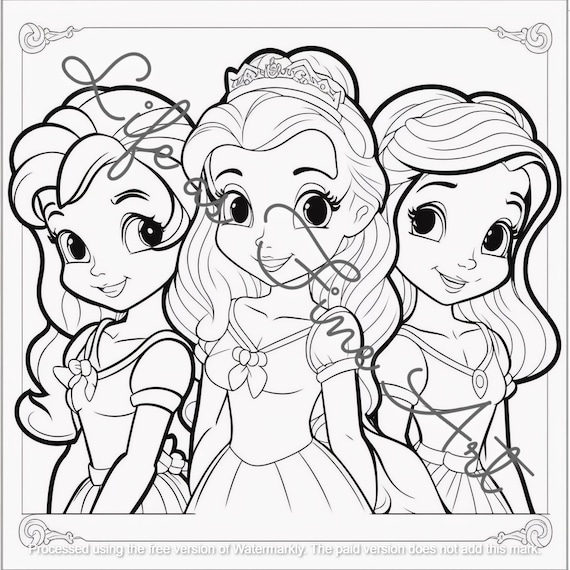 Cartoon little princess coloring pages for girls kdp interior coloring book designs for publishing coloring book mercial use