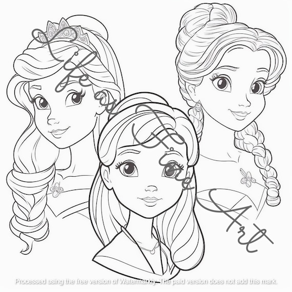 Cartoon little princess coloring pages for girls kdp interior coloring book designs for publishing coloring book mercial use
