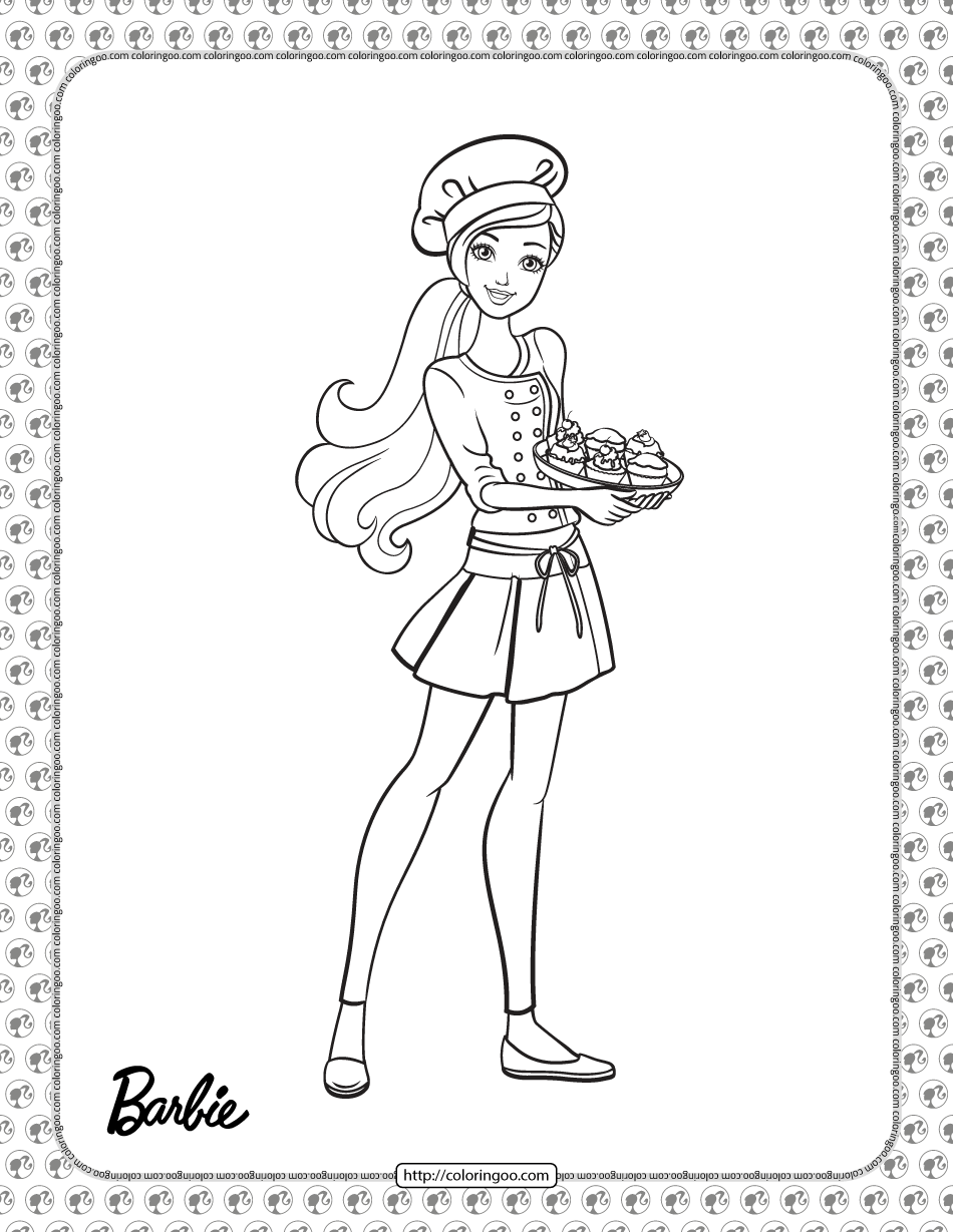 Chef barbie coloring page high quality free printable pdf coloring drawing painting pages and bookâ barbie coloring pages barbie coloring cute coloring pages