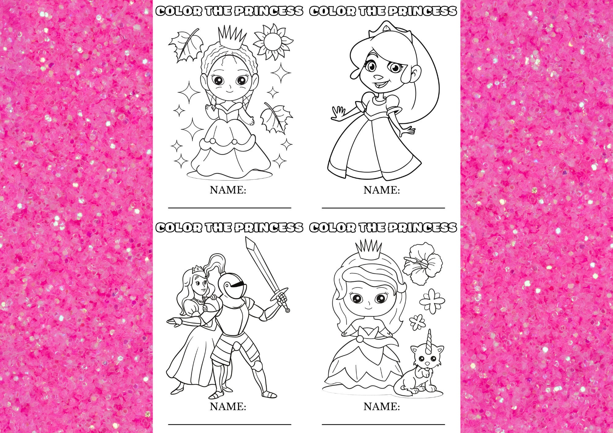 Pãginas para colorear de princesas descarga digital de princesas princesa para colorear e imprimir princesa para colorear imãgenes de princesa encantadora
