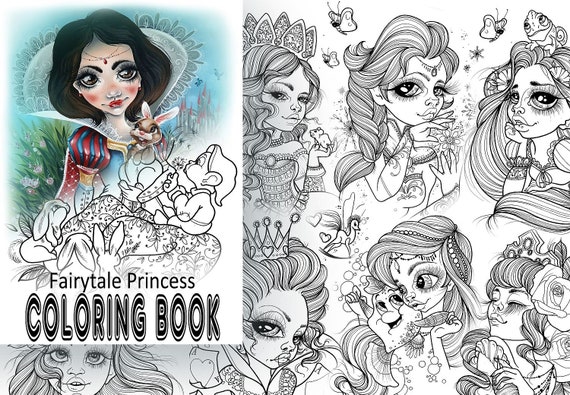 Libro para colorear digital de princesas de cuento de hadas