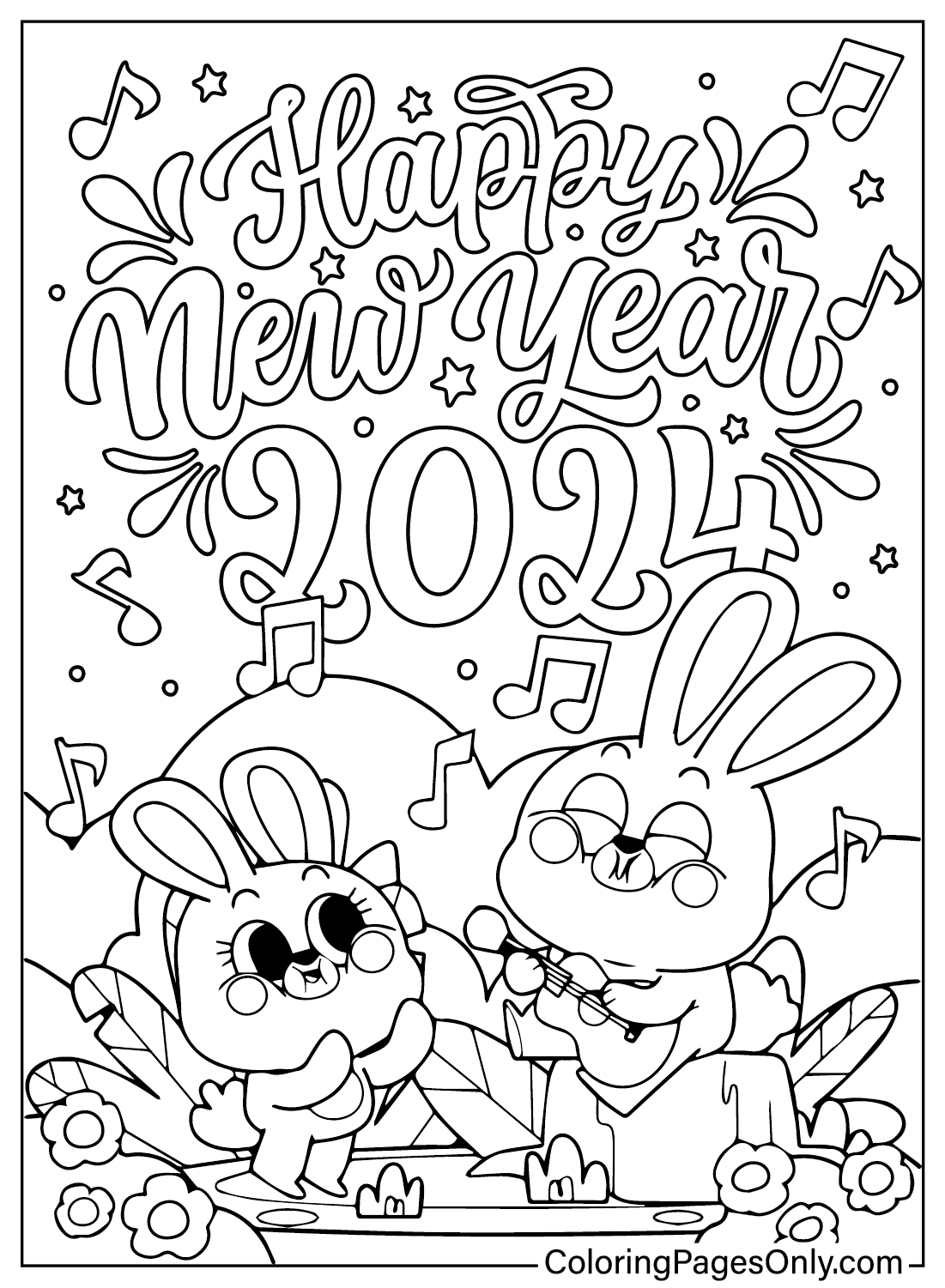 Feliz aão nuevo pãgina para colorear pdf