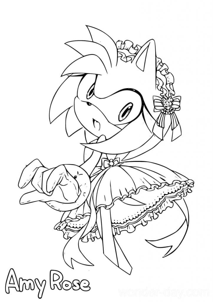 Amy rose with paint coloring page
