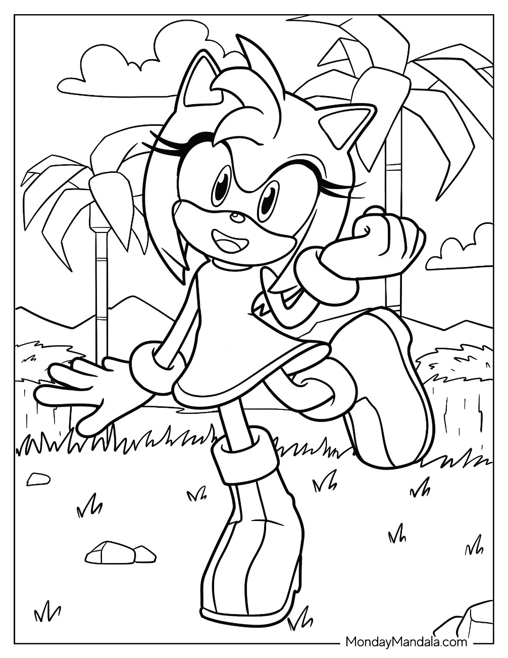 Amy rose coloring pages free pdf printables