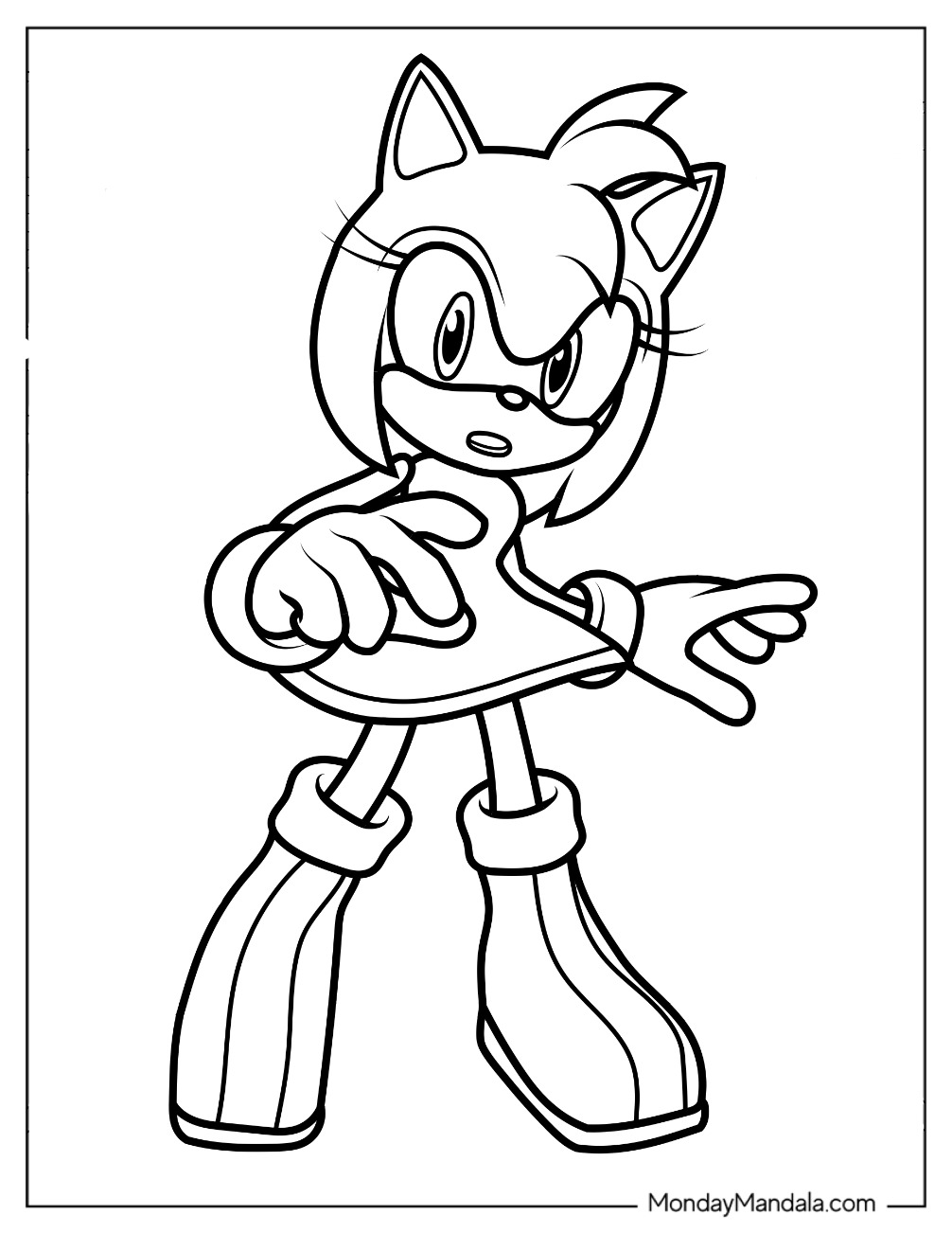 Amy rose coloring pages free pdf printables