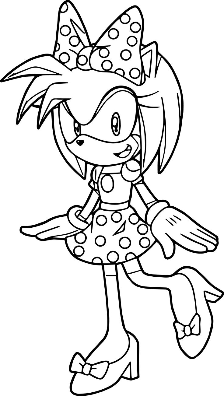 Amy rose bow coloring page
