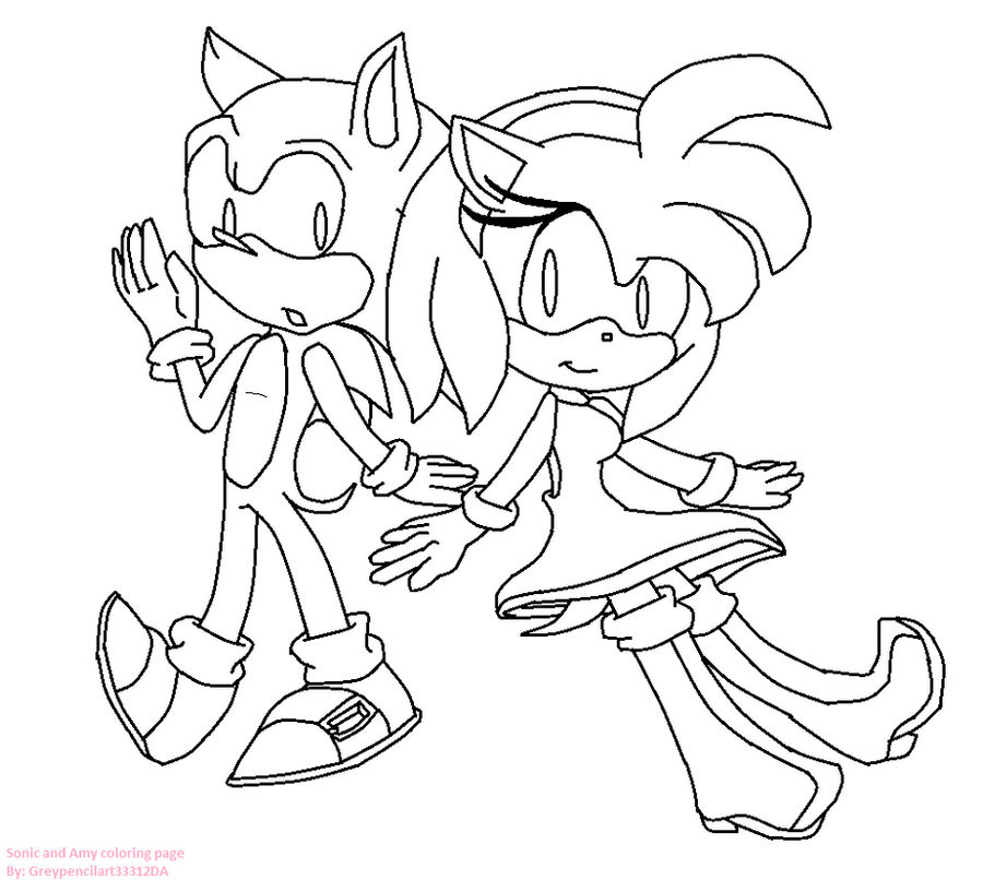 Sonic and amy coloring page by greypencilart on