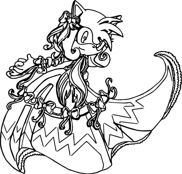 Amy rose bow dress coloring page