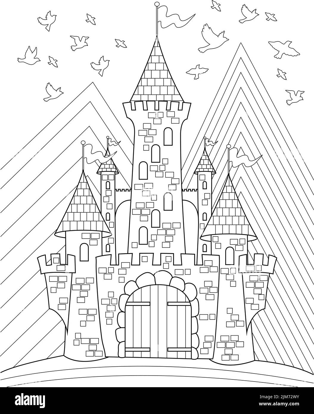 Castle line art coloring book hi