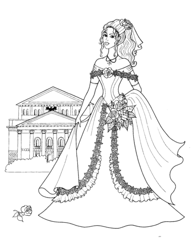 Princess and her palace coloring page free printable coloring pages