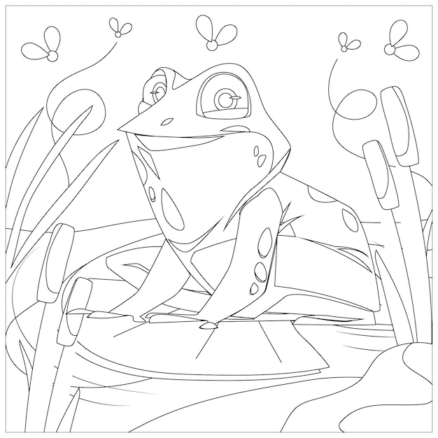 Premium vector frog coloring pages for kids printable premium vector