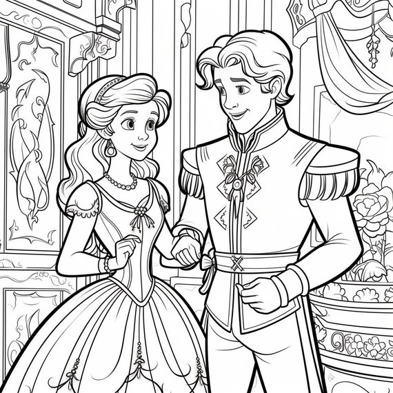 Princes and princesses printable coloring pages