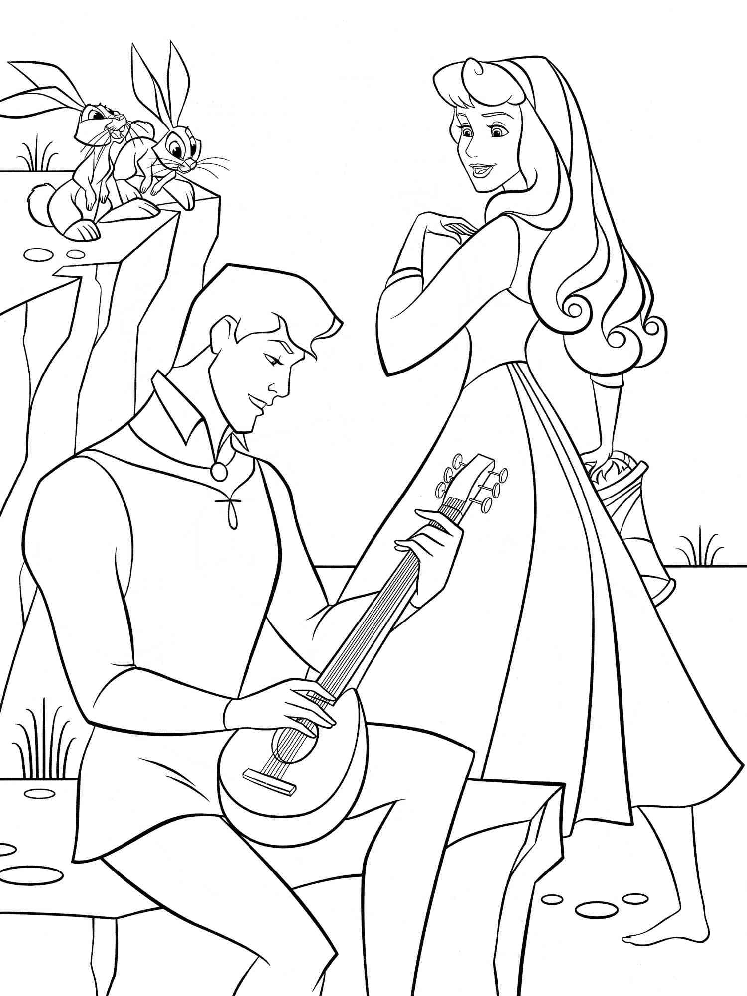 Prince phillip with princess aurora coloring page