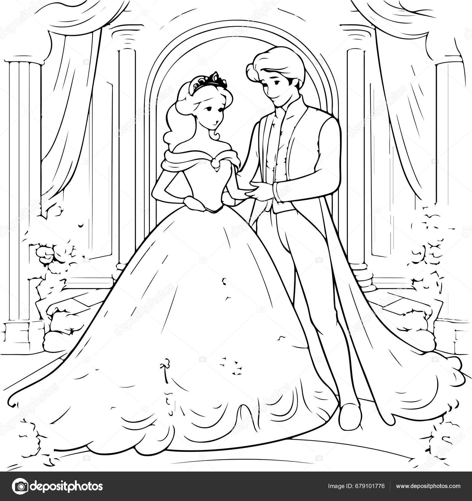 Princess coloring book princess prince illustration stock vector by veronikam
