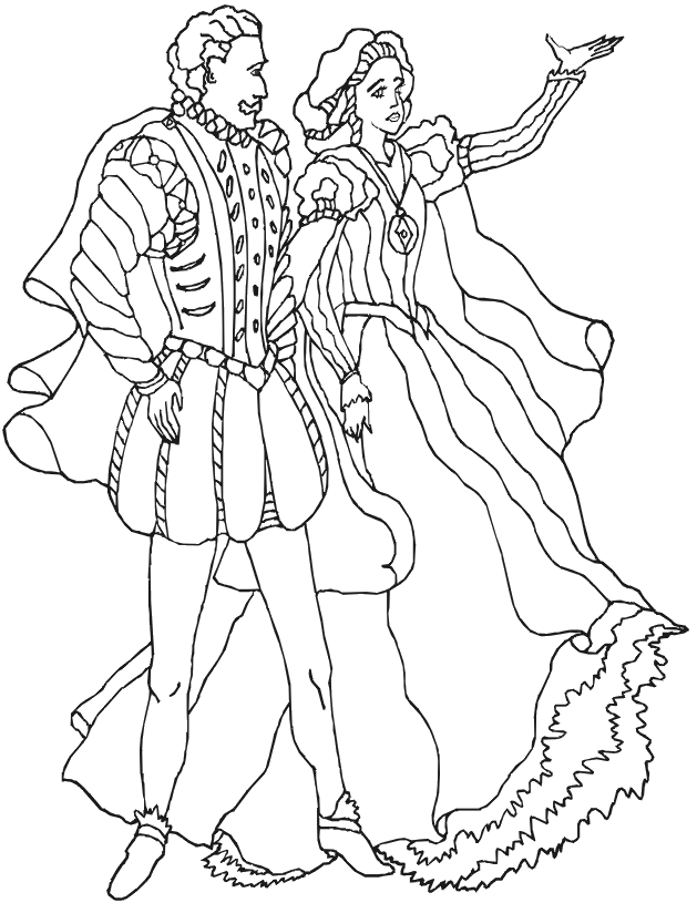 Princess coloring page prince princess dancing