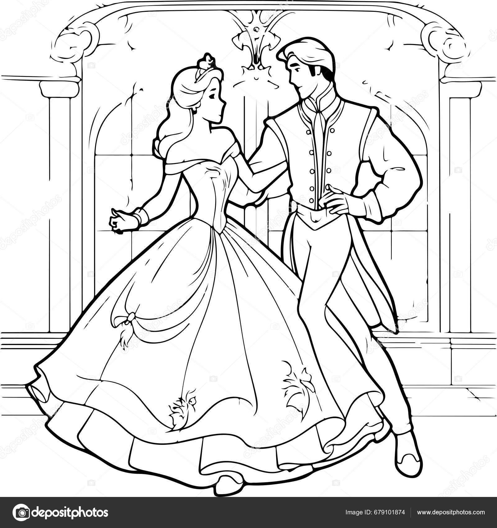 Princess coloring book princess prince illustration stock vector by veronikam