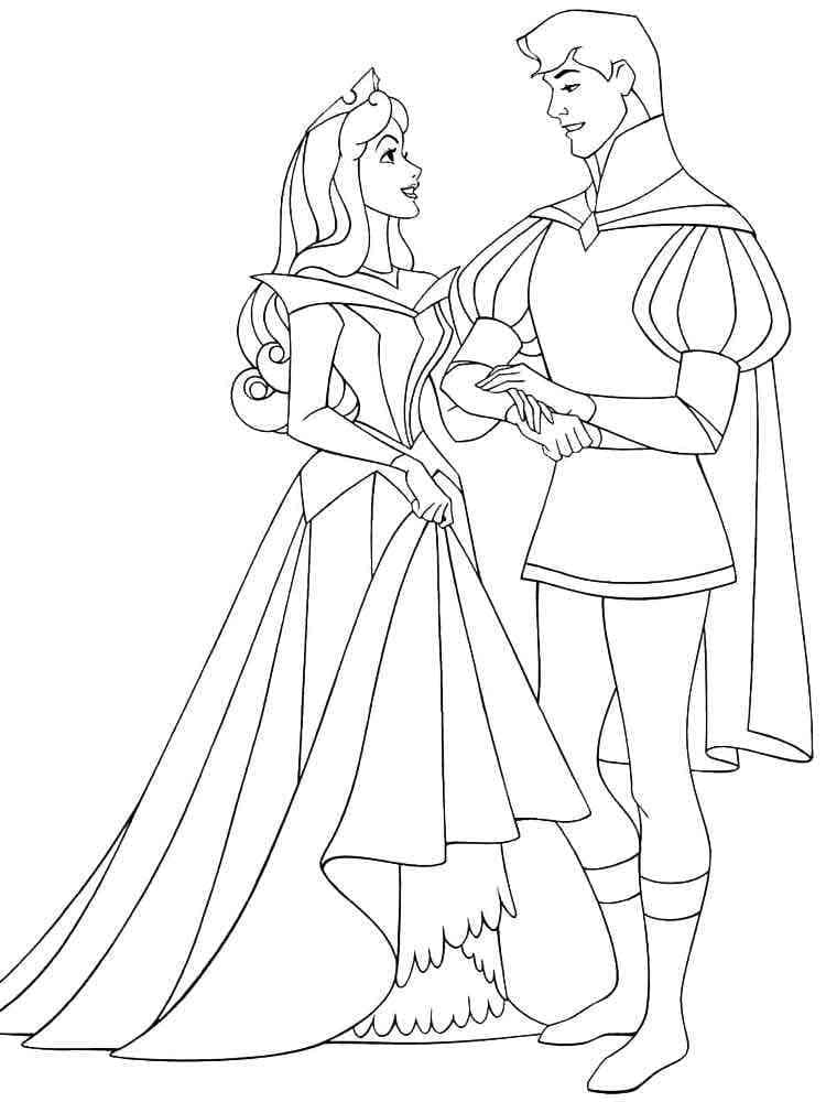 Princess aurora and prince phillip coloring page