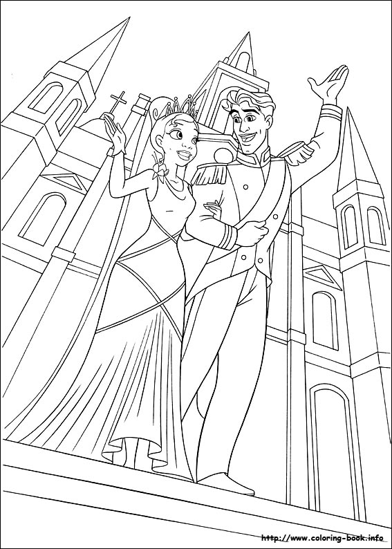 The princess and the frog coloring picture