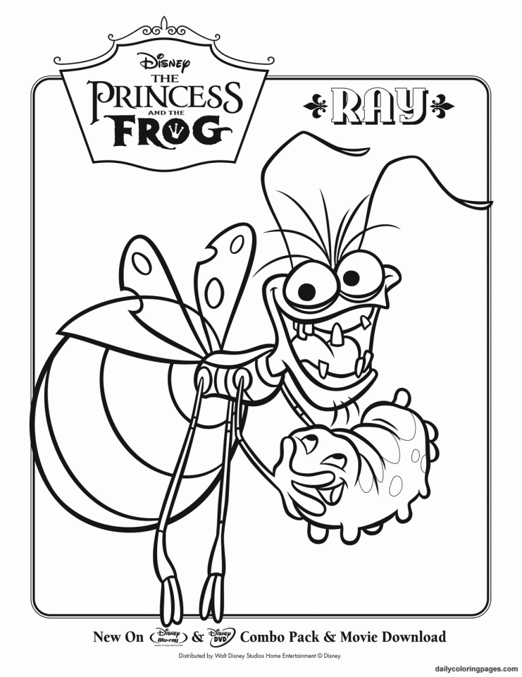 Image of the princess and the frog to download and color