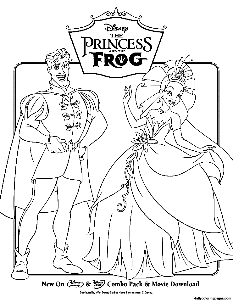Princess and the frog coloring pages printable for free download