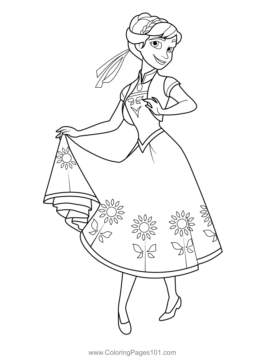 Princess anna coloring page for kids