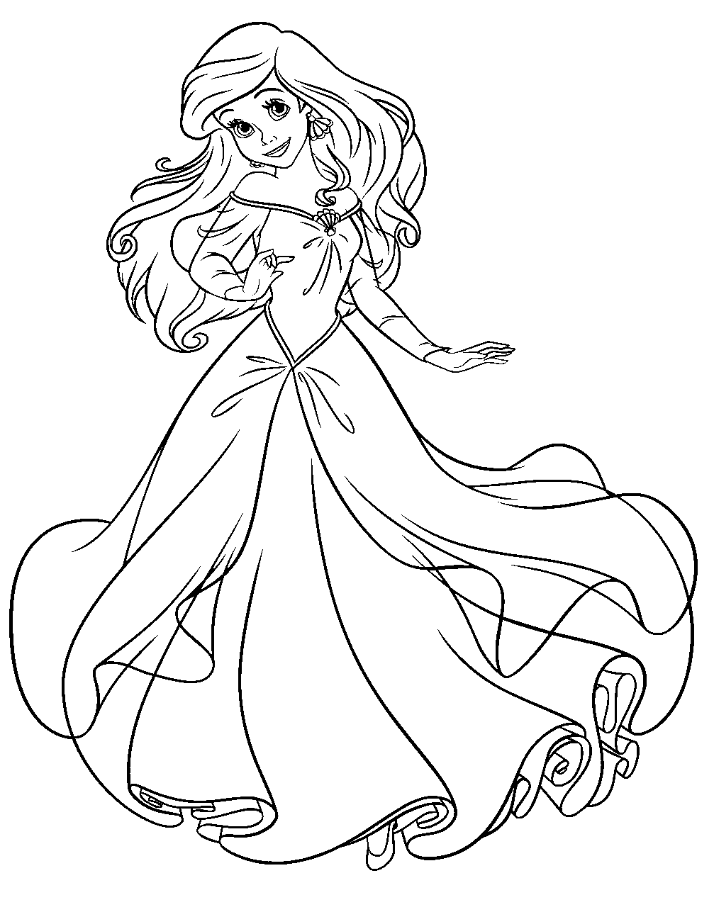 Pretty ariel disney coloring page