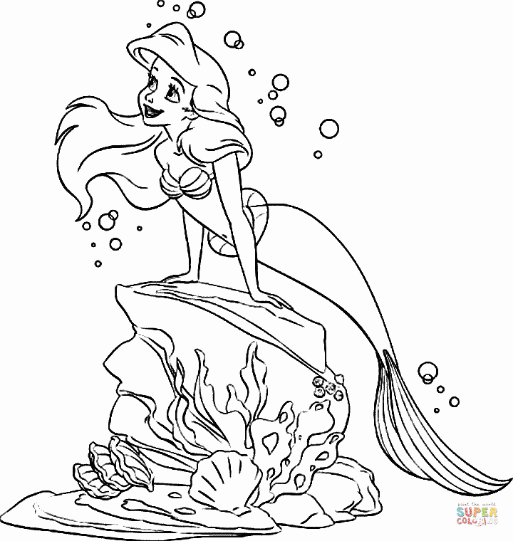 Ariel in the sea coloring page free printable coloring pages